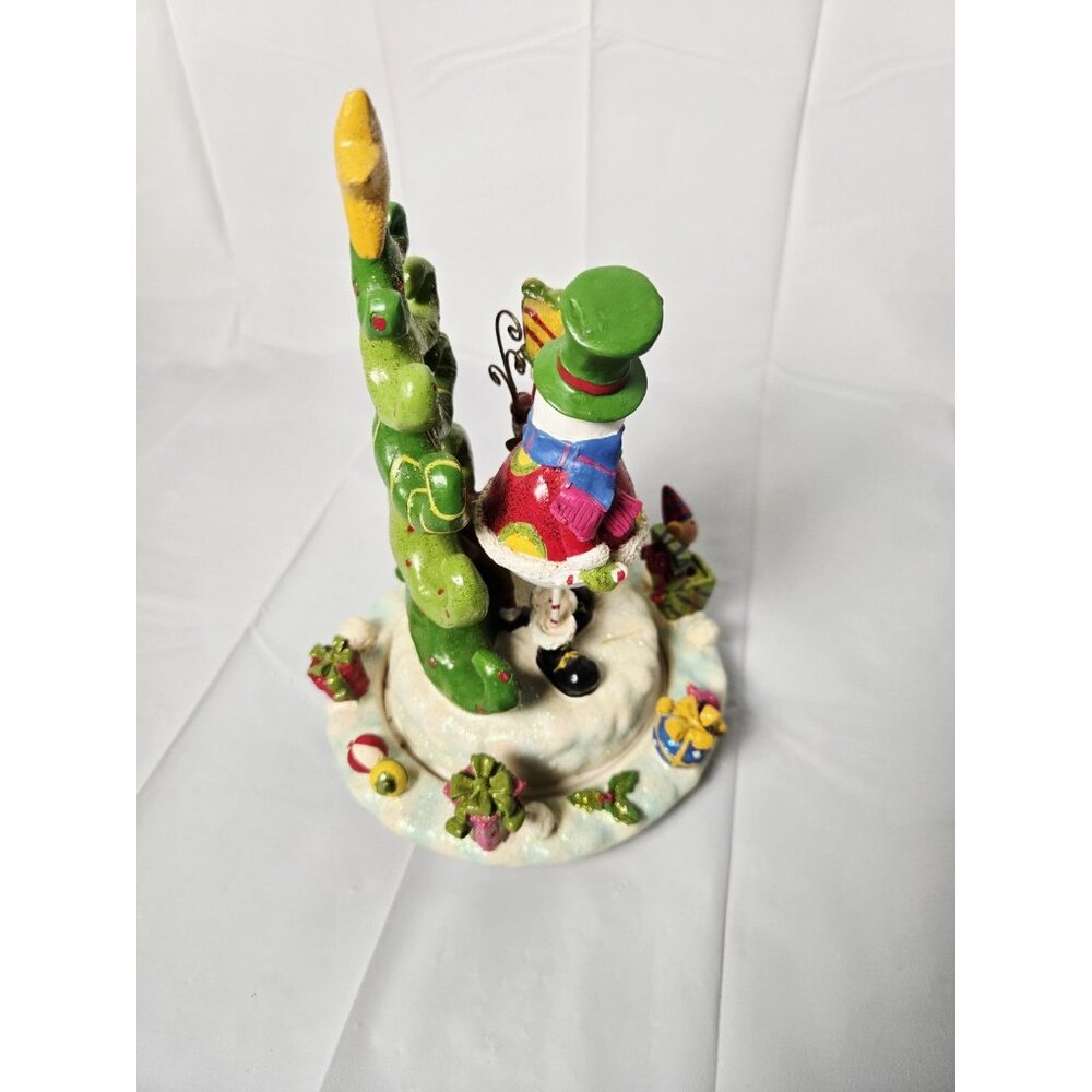 Home Interiors Ceramic Christmas Tree Snowman Playground Rotation Music Box - Picture 4 of 9